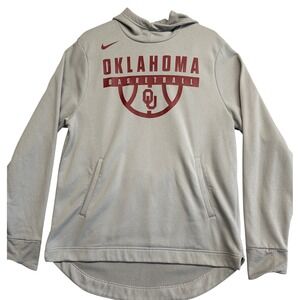 Nike Oklahoma Basketball Elite Hoodie Mens Large Grey Dri-FIT Pullover OU